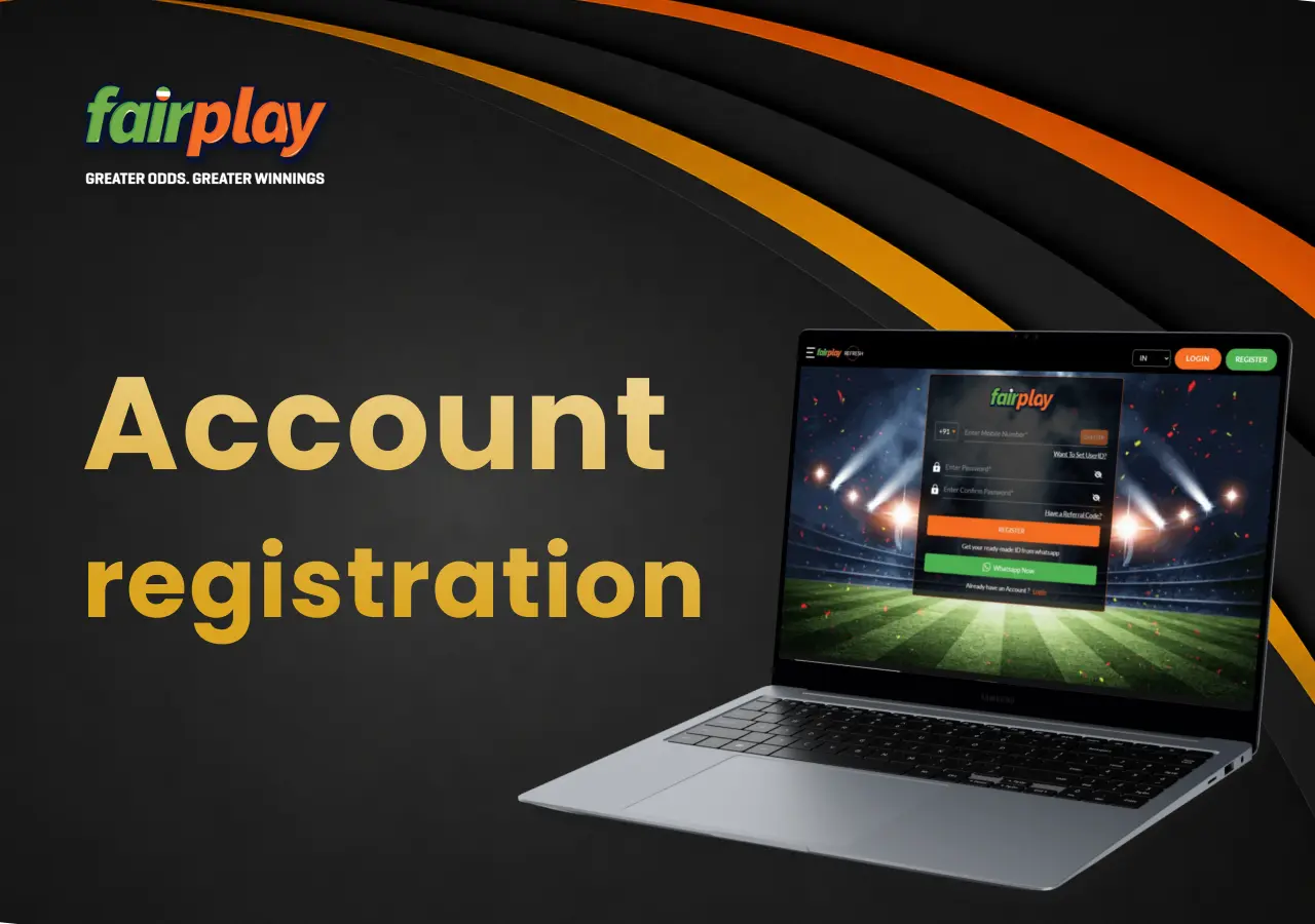 Laptop showing the FairPlay registration form