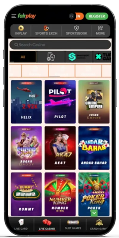 FairPlay app casino games screen