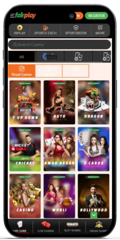 FairPlay app live casino screen